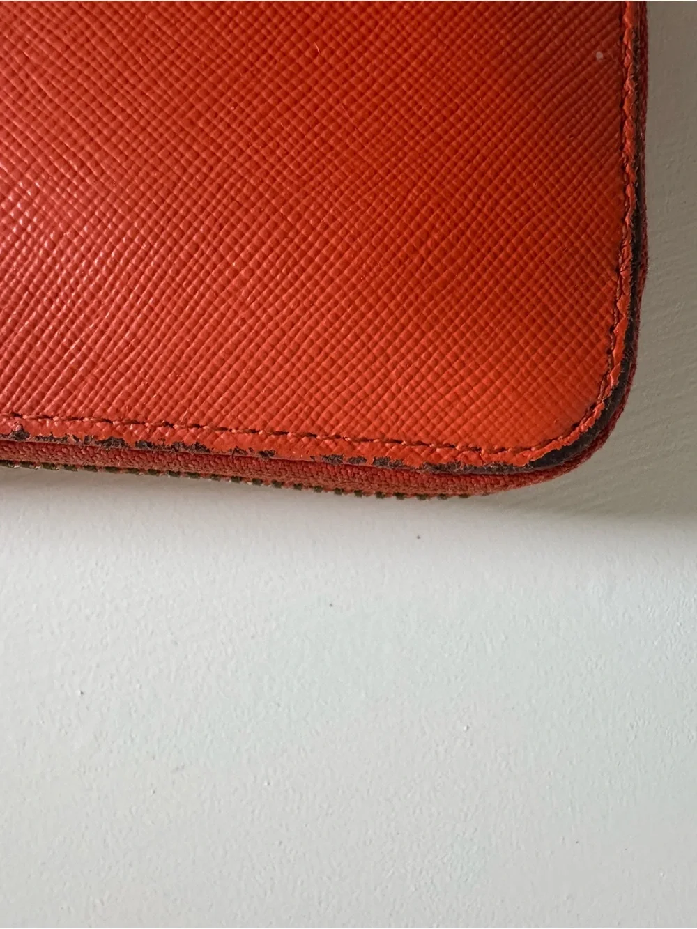 Tory Burch Coral-Orange Zip Wallet with Gold Logo